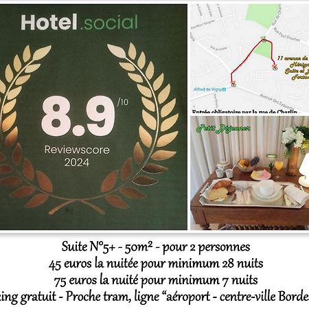 Le Fortuny - 3 Suites, 2 Apparts, 1 Chambre - Proche Tram Ligne Aeroport Et Parking Gratuit Mérignac Esterno foto